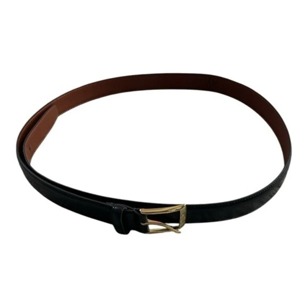 JOS A BANK Black Genuine Italian Leather Gold Brass Square Buckle Dress Belt 46